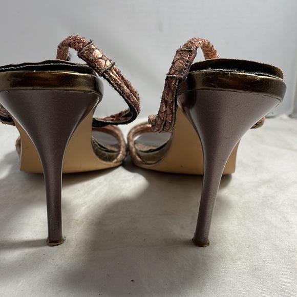 Michael Antonio Bronze Metalic Open toe knot slingback heels Size 9 - Picture 5 of 14